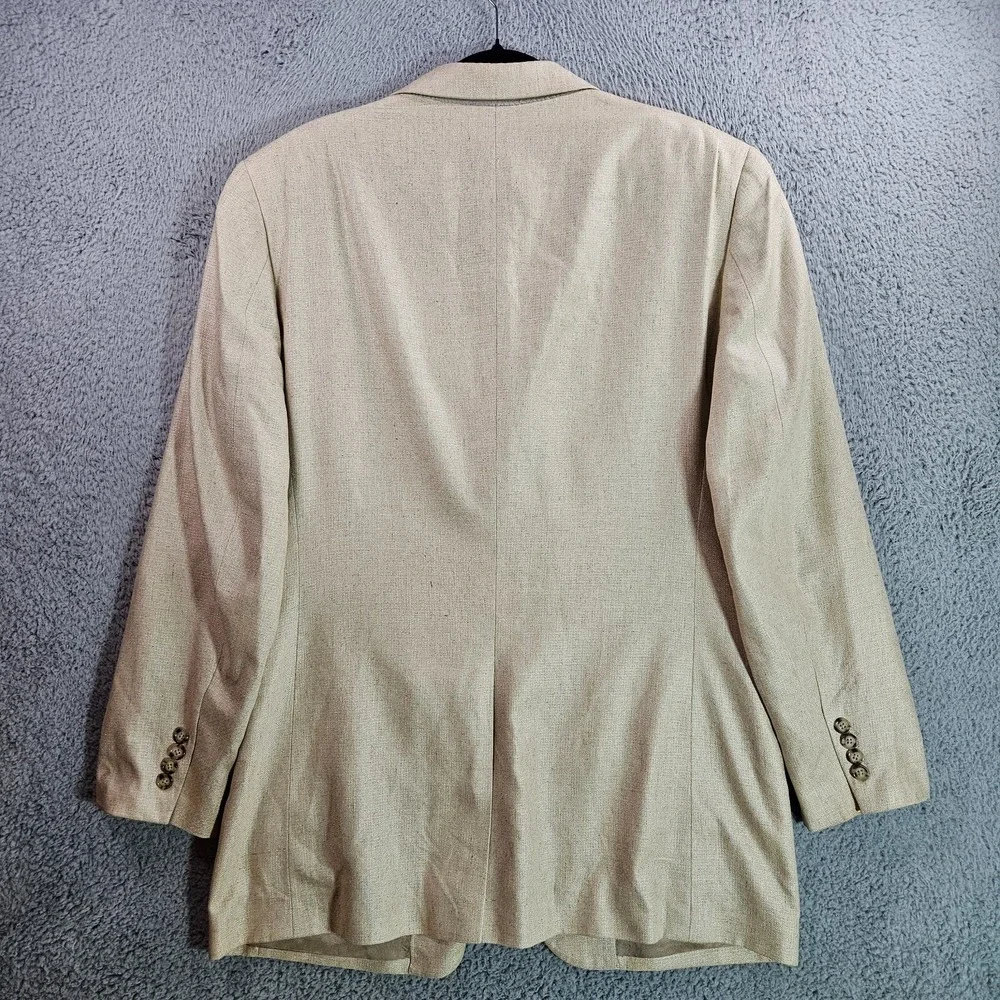 Jos‎ A Bank Sport Coat Jacket Suit Blazer Men 42L 100% Silk Beige 3-Btn